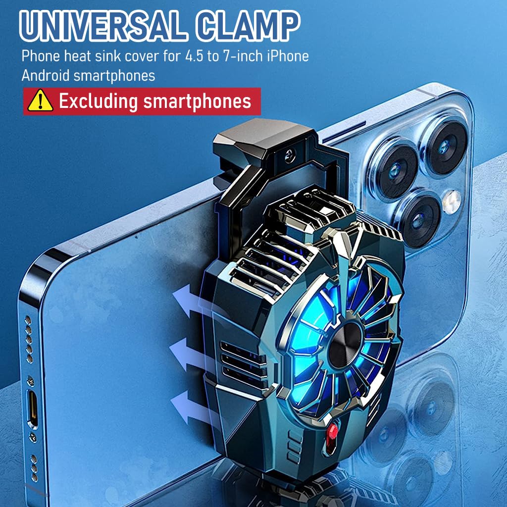 Verilux Phone Cooler for Gaming, Universal Moblie Cooler with Two Cooling Speeds, Mobile Phone Radiator Case for iPhone Android Smartphones from 4.5 to 7in, Cell Phone Cooler for Gaming Phone Verilux Phone Cooler for Gaming, Universal Moblie Cooler with Two Cooling Speeds, Mobile Phone Radiator Case for iPhone Android Smartphones from 4.5 to 7in, Cell Phone Cooler for Gaming Phone
